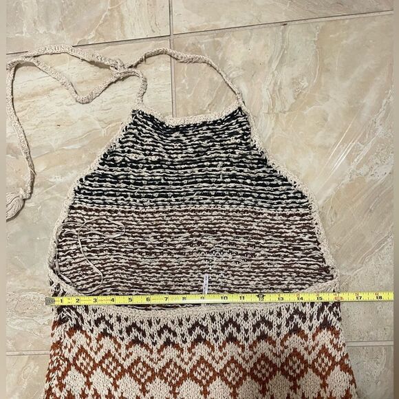 Free People Ikat Oasis Maxi Dress Halter Crochet 
Knit buckles size M NWT - Picture 11 of 12